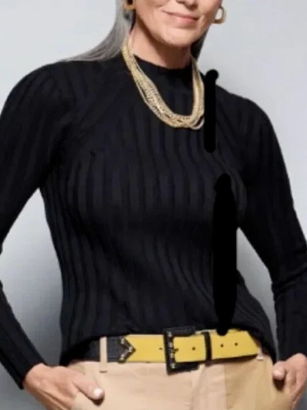 Medium CAbi Contour Mock neck Turtleneck Black